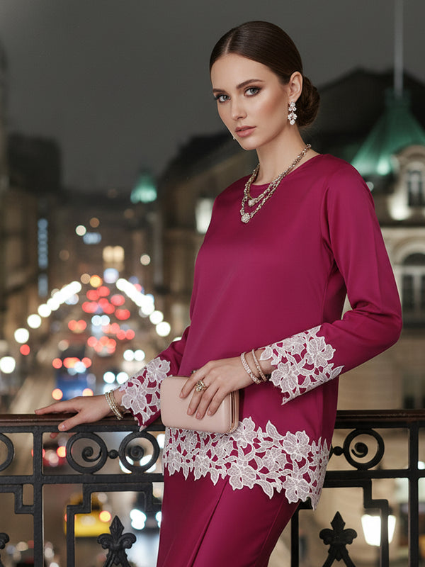 BAJU KURUNG KEDAH JULYA (FUCHSIA PINK)